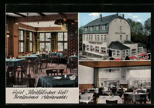 AK Strassenhaus /Westerwald, Pension Westfälischer Hof mit Restaurant