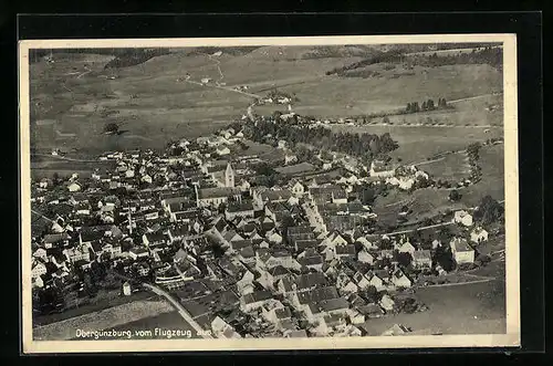 AK Obergünzburg, Fliegeraufnahme der Ortschaft