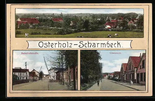 AK Osterholz-Scharmbeck, Bahnhofstrasse, Chaussee, Teilansicht