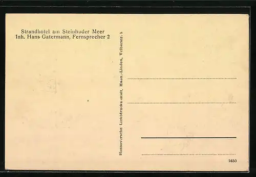 AK Steinhude am Meer, Blick auf das Strandhotel