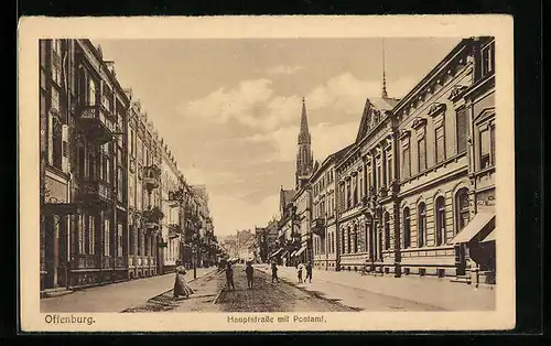 AK Offenburg, Hauptstrasse mit Postamt