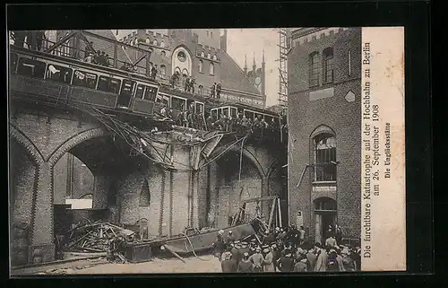AK Berlin-Kreuzberg, Katastrophe auf der Hochbahn 1908, Die Unglücksstätte