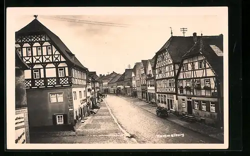 AK Hammelburg, Strassenpartie mit Fachwerkhäusern