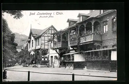 AK Bad Leutenberg i. Thür., Neustadt-Allee mit Fachwerkhaus