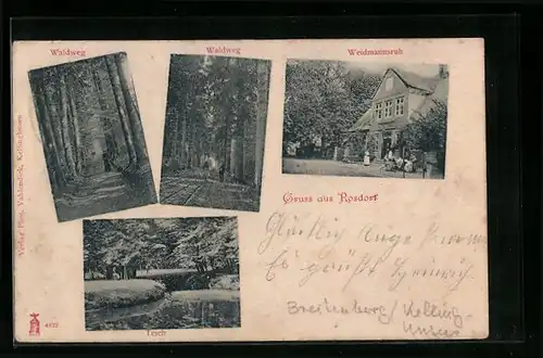 AK Rosdorf, Gasthaus Weidmannsruh, Teich und Waldwege