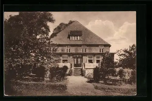 AK Gleschendorf i. H., Pension und Meierei W. Frehse mit Garten