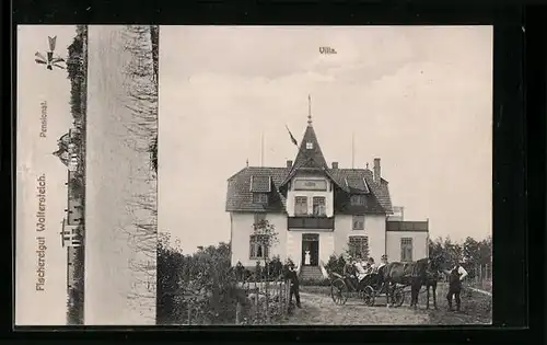 AK Bahnhof Gleschendorf, Fischereigut Woltersteich, Villa