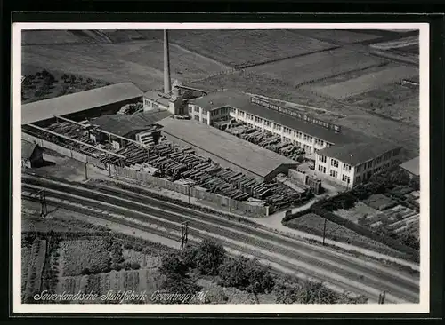 AK Oeventrop i. W., Sauerländische Stuhlfabrik, Fliegeraufnahme