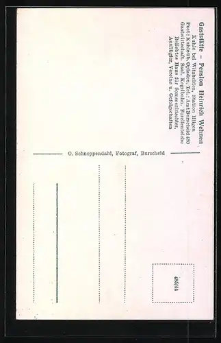 AK Kuhle bei Witzhelden, Gasthaus und Pension Heinrich Wehnen