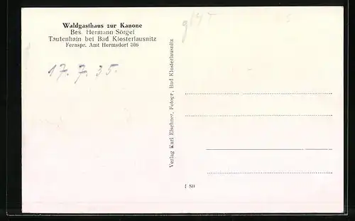 AK Tautenhain / Thür., Waldgasthaus zur Kanone