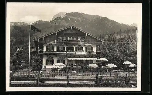 AK Bayrischzell-Osterhofen, Kurhaus Alpenhof m. Blick z. Wendelstein