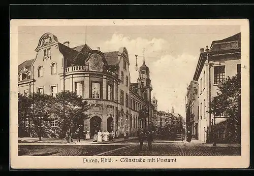 AK Düren /Rhld., Cölnstrasse mit Postamt