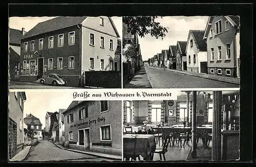 AK Wixhausen / Darmstadt, Gasthaus zur Traube, Spar, Strassenpartie