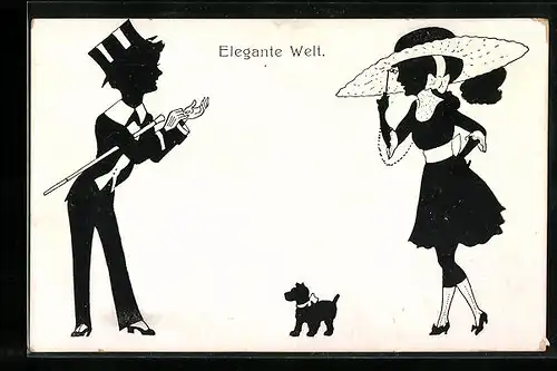 AK Elegante Welt, Scherenschnitt