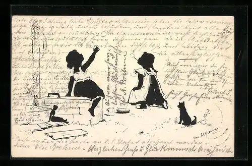 AK Lustige Seifenblasen, Scherenschnitt