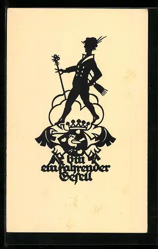 AK Der fahrende Gesell, Scherenschnitt