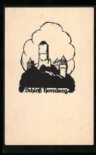 AK Scherenschnitt A. M. Schwindt, Schloss Hornberg