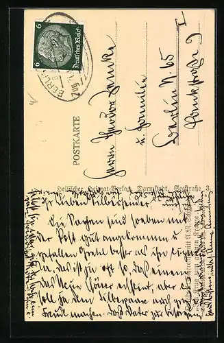 AK Mann im Garten des Gasthauses, Scherenschnitt