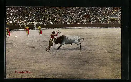 AK Banderillas, Torero beim Stierkampf in der Arena