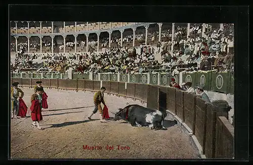 AK Muerte de Toro, In Arena verendender Stier, Torero, Matador