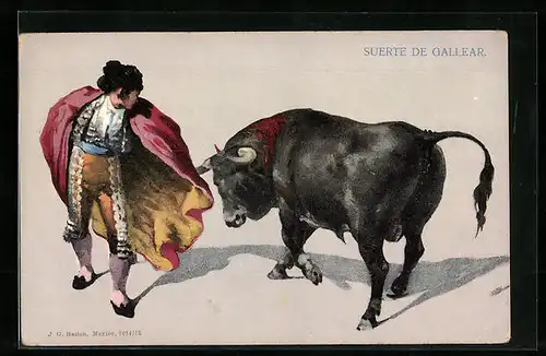 AK Suerte de Gallear, Torero mit einem Stier
