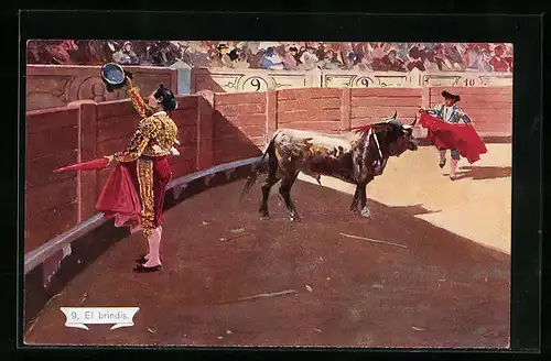 AK El brindis, Toreros beim Stierkampf in der Arena