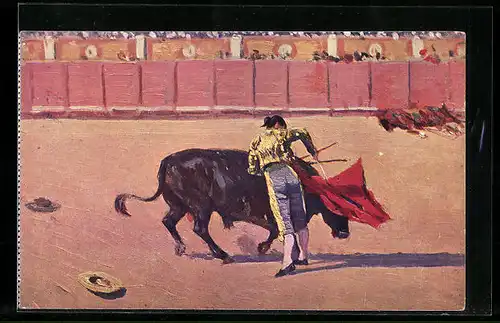 Künstler-AK Un pase ayudado, M. Bertuchi, Stierkampf