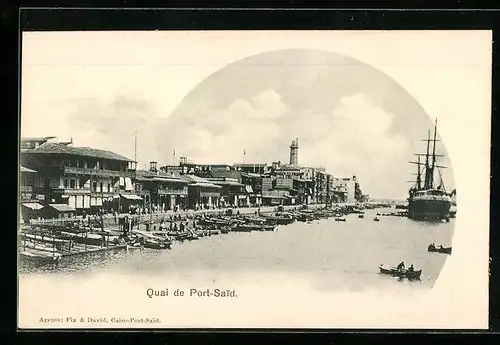 AK Port Said, Le Quai, Blick auf den Hafen