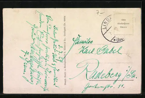 AK Lindau i. B., Hafeneinfahrt und Leuchtturm