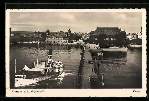 AK Konstanz a. B., Hafenpartie mit Ortsansicht
