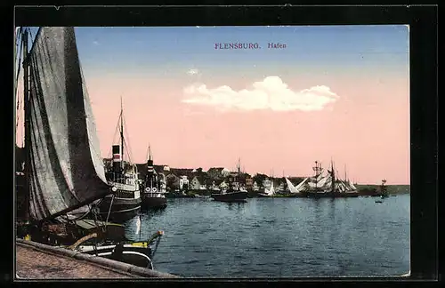 AK Flensburg, Blick in den Hafen