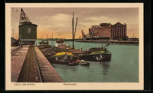 AK Kehl am Rhein, Rheinhafen mit Kränen