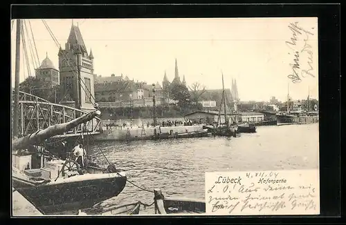 AK Lübeck, Blick in den Hafen