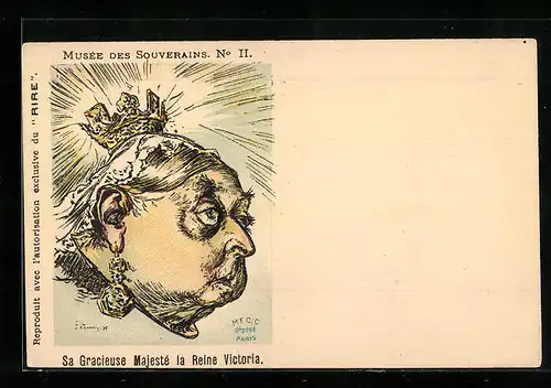 Lithographie Sa Gracieuse Majesté la Reine Victoria, Karikatur Queen Victoria von England