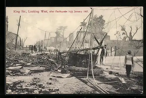 AK Kingston, King Street Looking West after Earthquake 14th January 1907