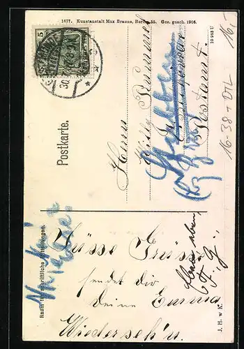 Grusskarten-AK Bremerhaven, Dampfer Kronprinz Wilhelm, Blondes Mädchen am Fenstersims