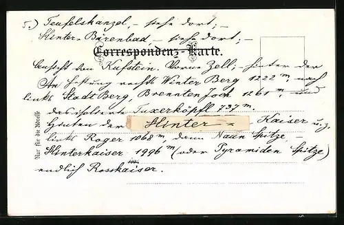 Lithographie Kufstein, Teufelskanzel, Ortsansicht, Hinterbärnbad