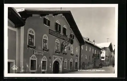 AK Radstadt, Gasthaus zum Stegerbräuer im Winter