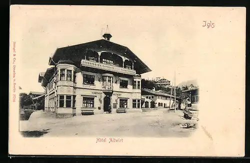 AK Igls, Blick zum Hotel und Gasthof Altwirt
