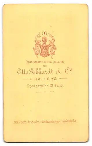 Fotografie Otto Gebhardt & Co., Halle a. S., Poststr. 9 u. 10, Bürgerliche Dame sitzt am Tisch