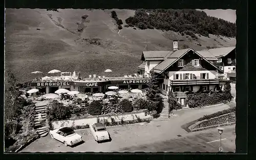 AK Hirschegg i. Kleinwalsertal, Berghotel Alpenrose aus der Vogelschau