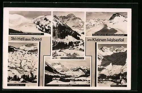 AK Baad i. Kl. Walsertal, Ski-Heil, Mittelberg, Widderstein