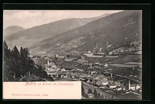 AK Matrei a. Brenner, Ortsansicht mit Patscherkofel