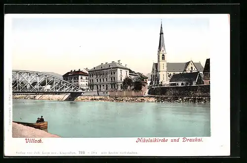 AK Villach, Nikolaikirche und Draukai