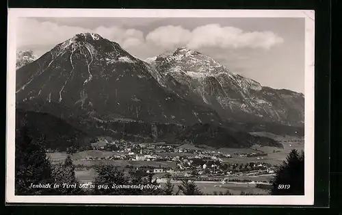 AK Jenbach, Ortsansicht gegen Sonnwendgebirge