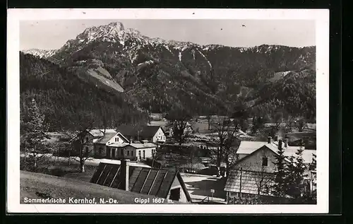 AK Kernhof, Ortsansicht mit Bergpanorama