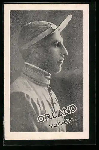 AK Orland, Seitenportrait des Jockeys mit Kappe