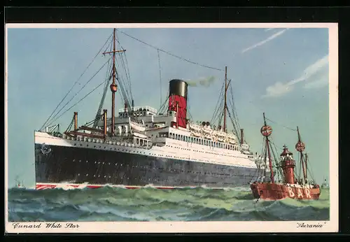 AK Passagierschiff R. M. S. Aurania auf hoher See