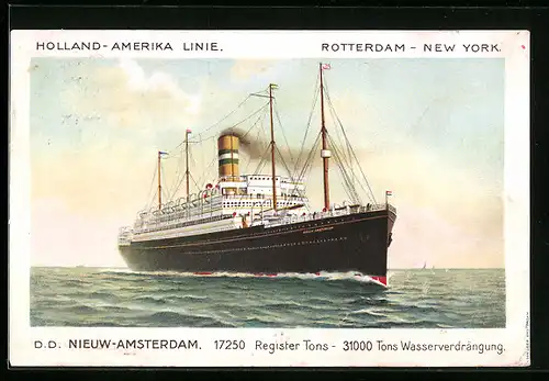 AK Passagierschiff DD Nieuw-Amsterdam, Holland-America Line