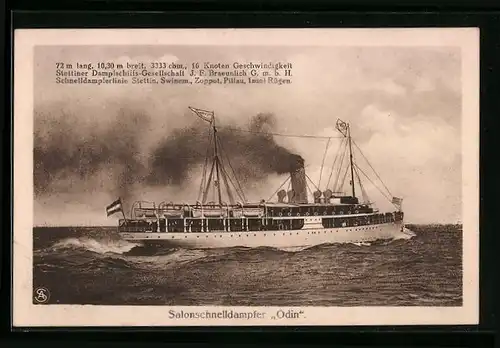AK Salonschnelldampfer Odin der Stettiner Dampfschifffahrts-Gesellschaft